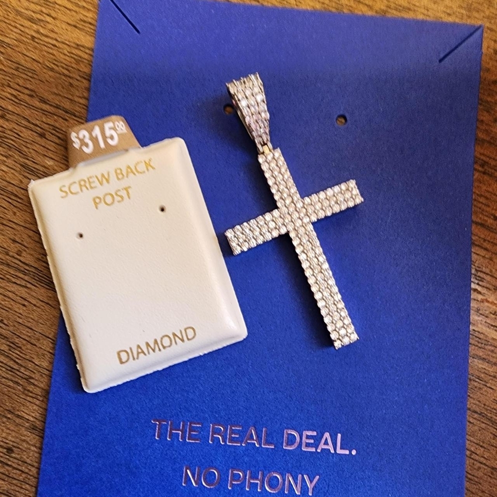 Statement Piece Stirling Silver Cross Pendant with Screw Back Post